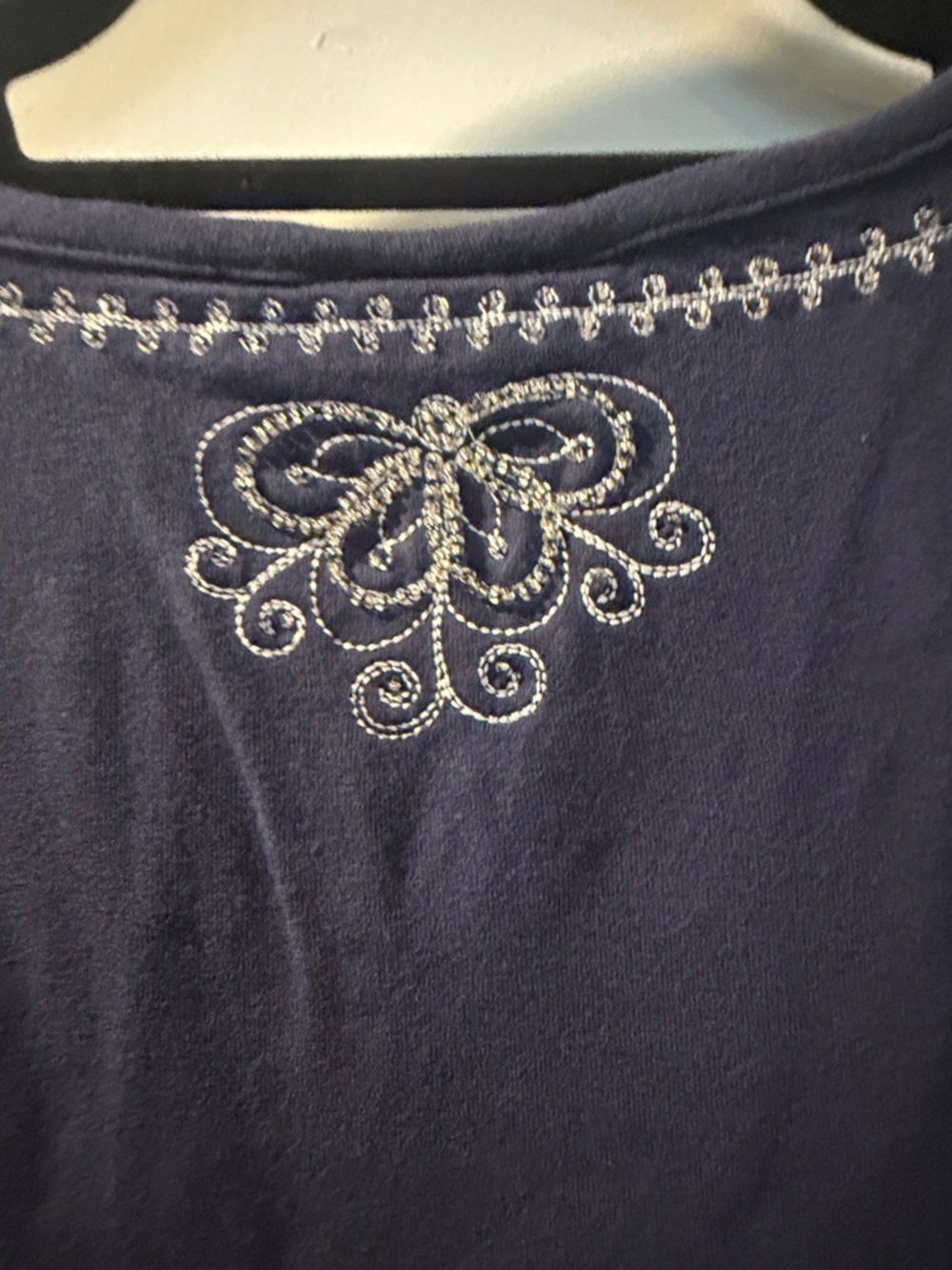 d.co Navy Embroidered V-Neck Women's Caftan Tunic. - Picture 8 of 10